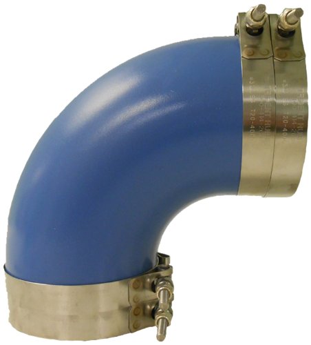 Trident Marine 290V4000-S/S 4" Blue Silicone 90-Degree Wet Exhaust Elbow with Clamps