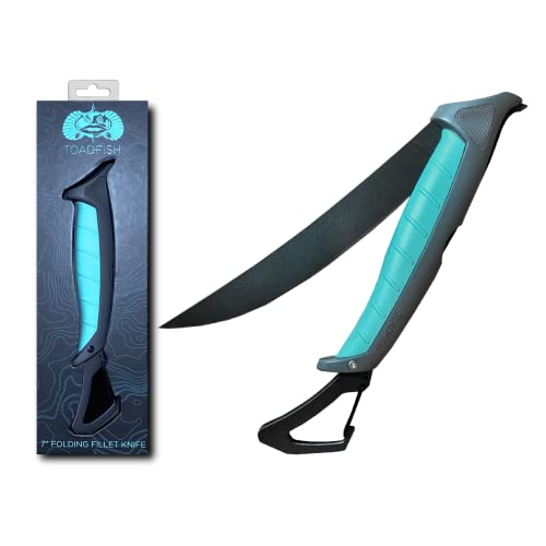 Toadfish 1029 Stowaway Folding Fillet Knife 8.5" Titanium Coated Blade with Carabiner