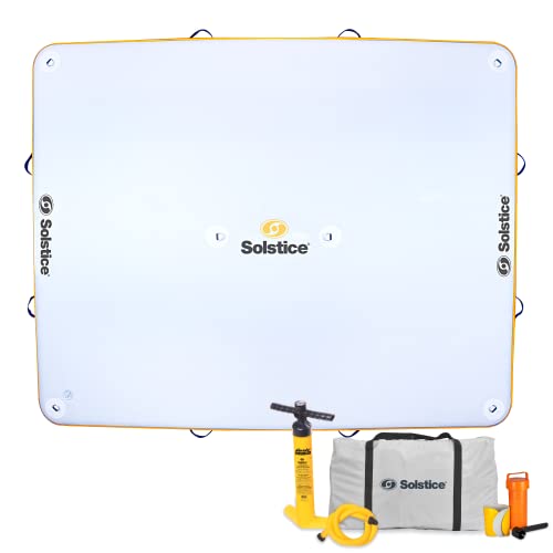 Solstice 31008 ORIGINAL Floating Inflatable Dock Platform 10 X 8 FT Float For Lake Boat Pool Ocean | Water Mat Swim Deck Raft For Multiple Adults Kids Dogs | Heavy Duty Dropstitch 6 Inch Thick W/ Bag-&-Pump