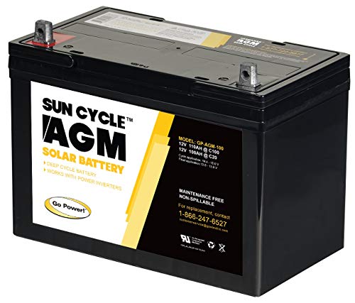 Go Power 76285 12V 100Ah AGM Deep Cycle Battery for Solar and Inverters