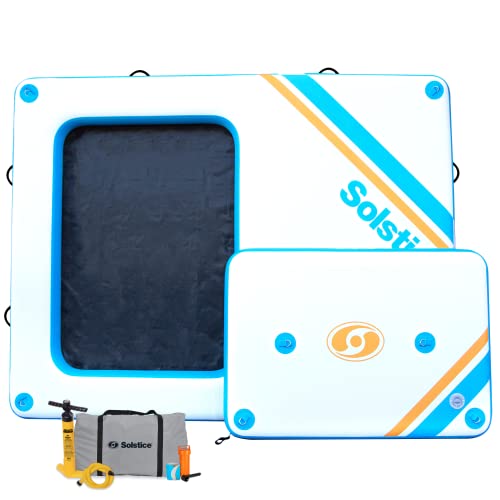 Solstice 38180 Inflatable Floating Dock Platform 10x8 Ft with Mesh Swim Lounge