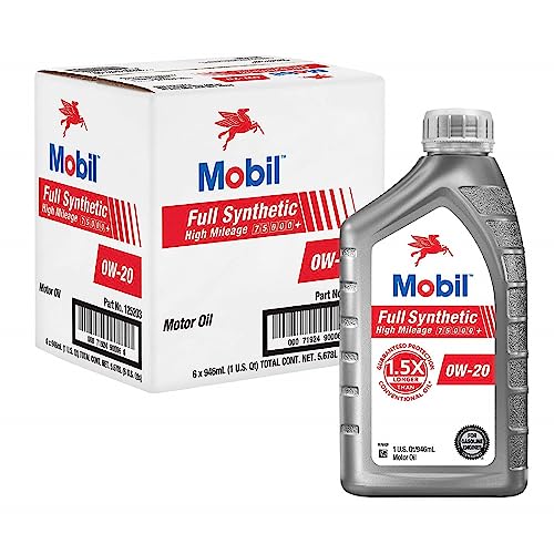Picture of Mobil 125203 High Mileage Full Synthetic Motor Oil 0W-20 1 Quart