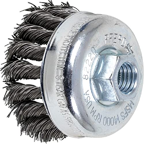 PFERD 82220 2-3/4" Knot Wire Cup Brush .020 Carbon Steel 5/8-11 Thread