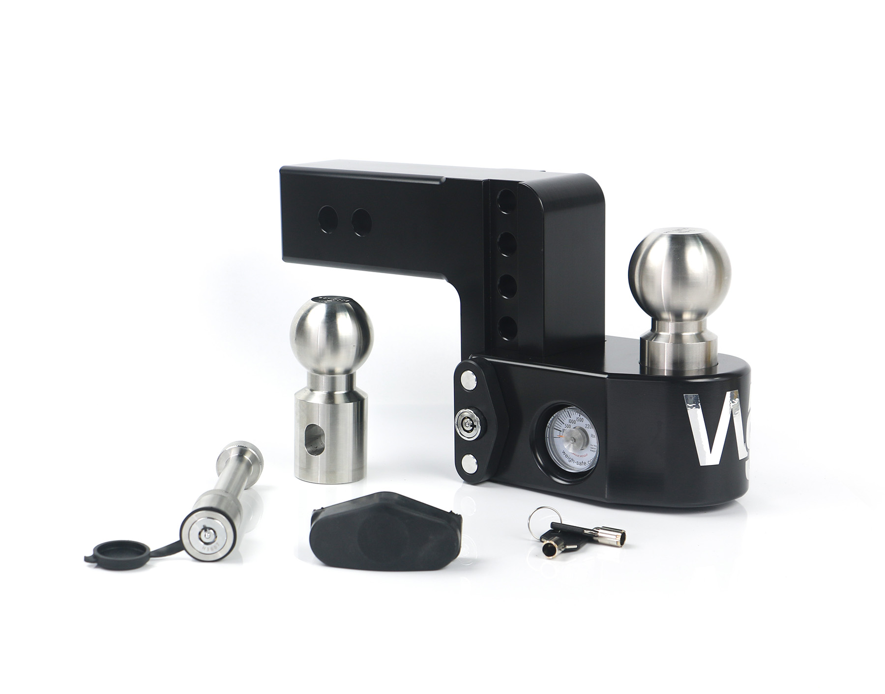 Picture of Weigh Safe WS4-2.5-KA-CER-BLA Adjustable Ball Mount with Built-In Scale Drop Shank - 4 2.5