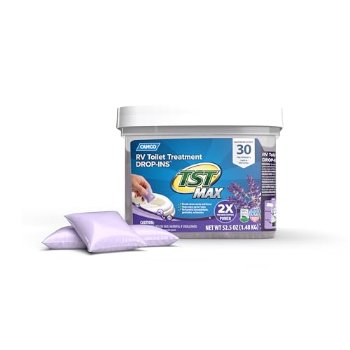 Camco 41553 TST MAX RV Toilet Treatment Drop-Ins Lavender Scent 30-Pack