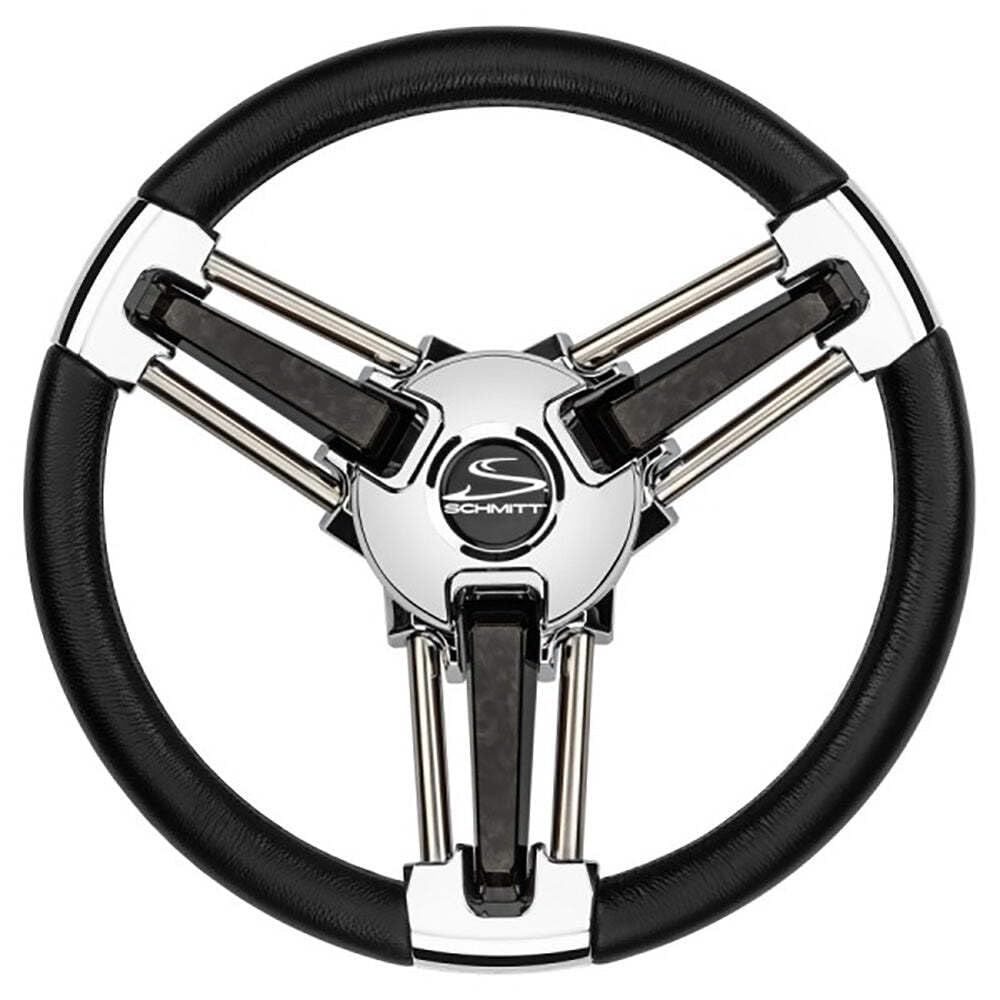 Schmitt Marine Steering Wheels PU1051B1-04R Burano 14" Marine Steering Wheel 3/4" Tapered Shaft Black Polyurethane
