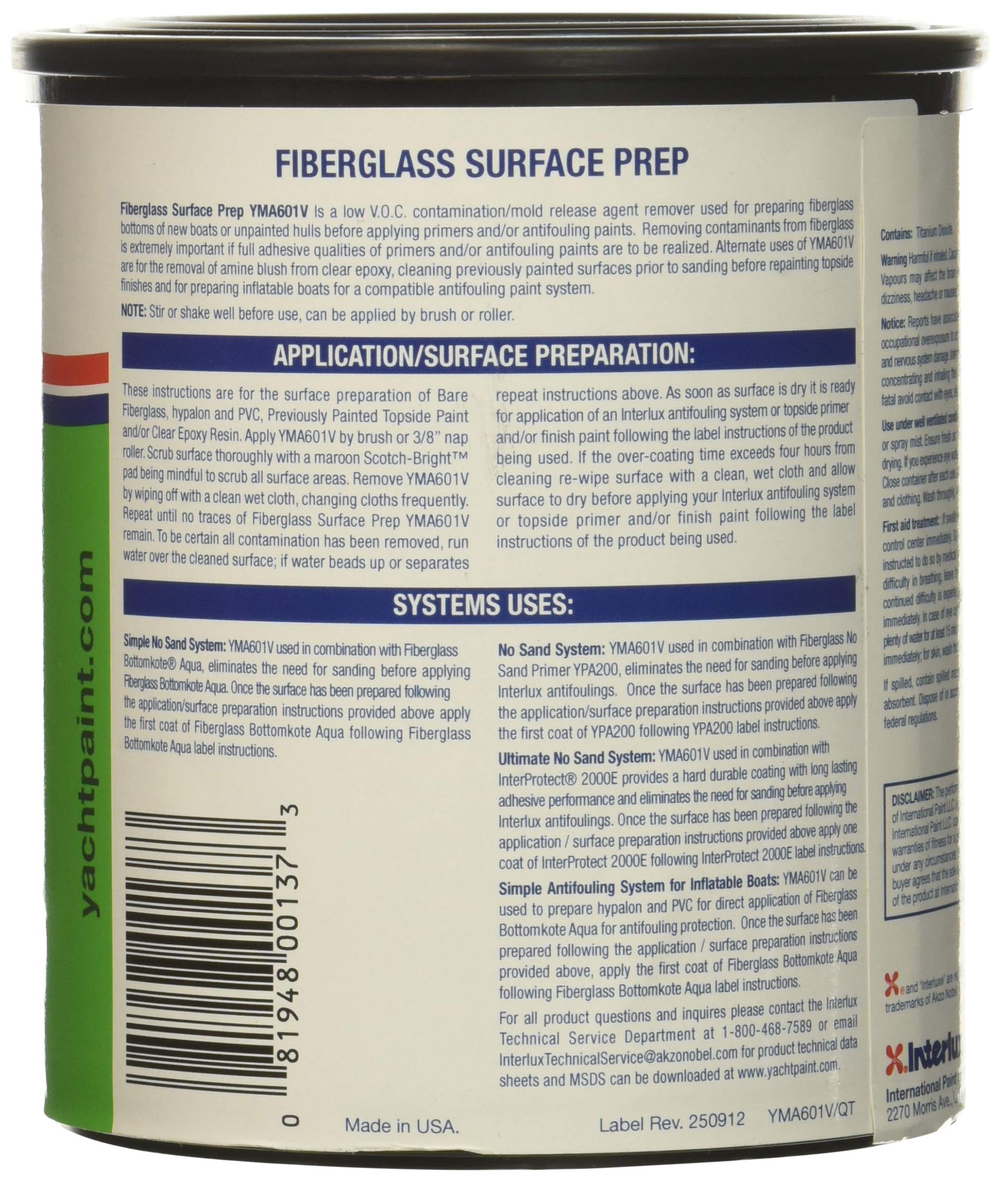 Interlux Paint YMA601V/QT Fiberglass Surface Prep Low VOC - Quart