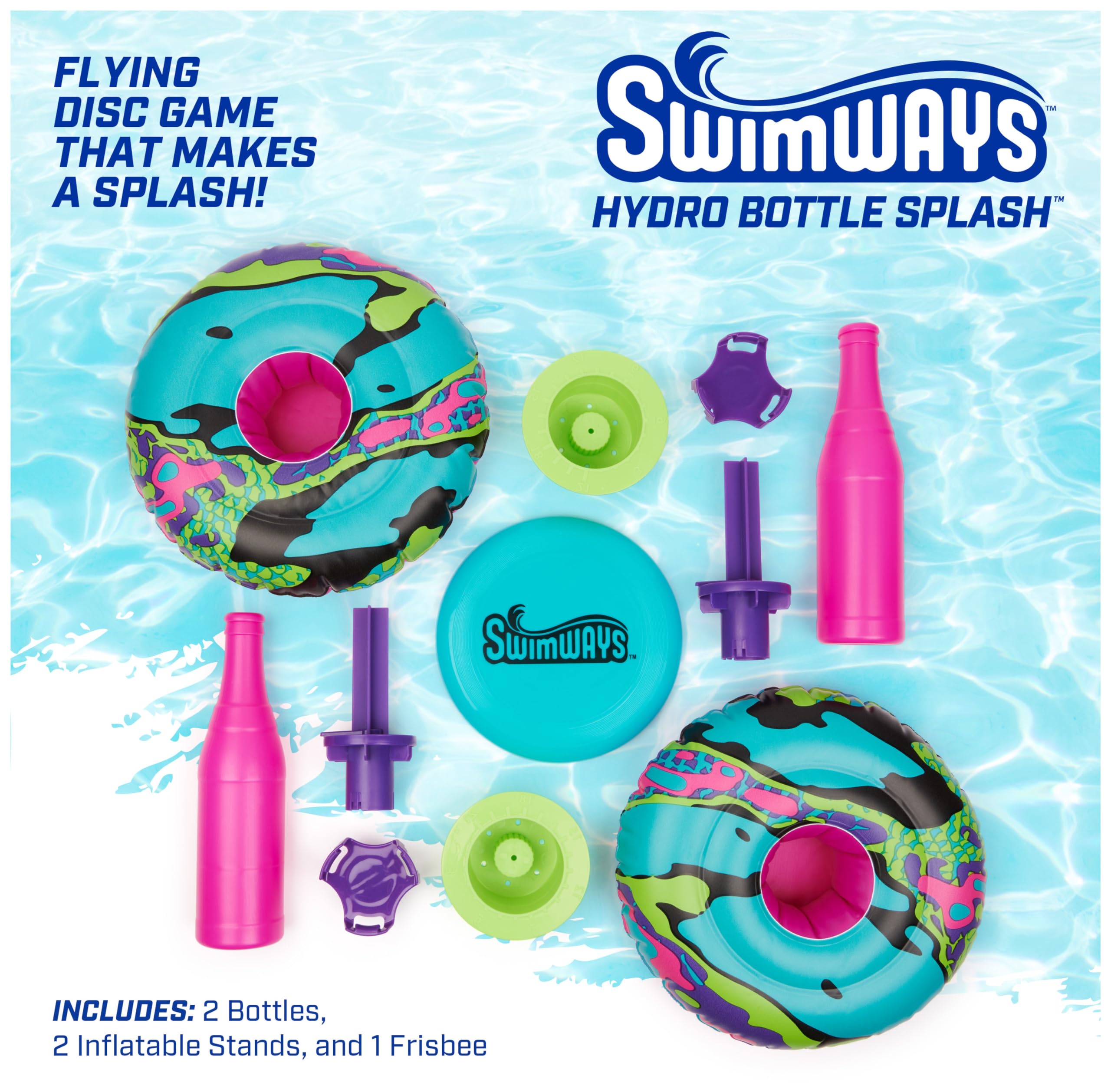 Swimways 6068637 Hydro Bottle Splash Pool Throwing Disc Game
