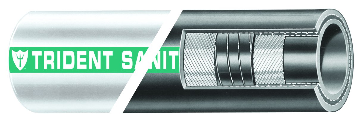 Trident Marine 102-1126-FT Premium Marine Sanitation Hose 1-1/2 Inch White with Green Stripe