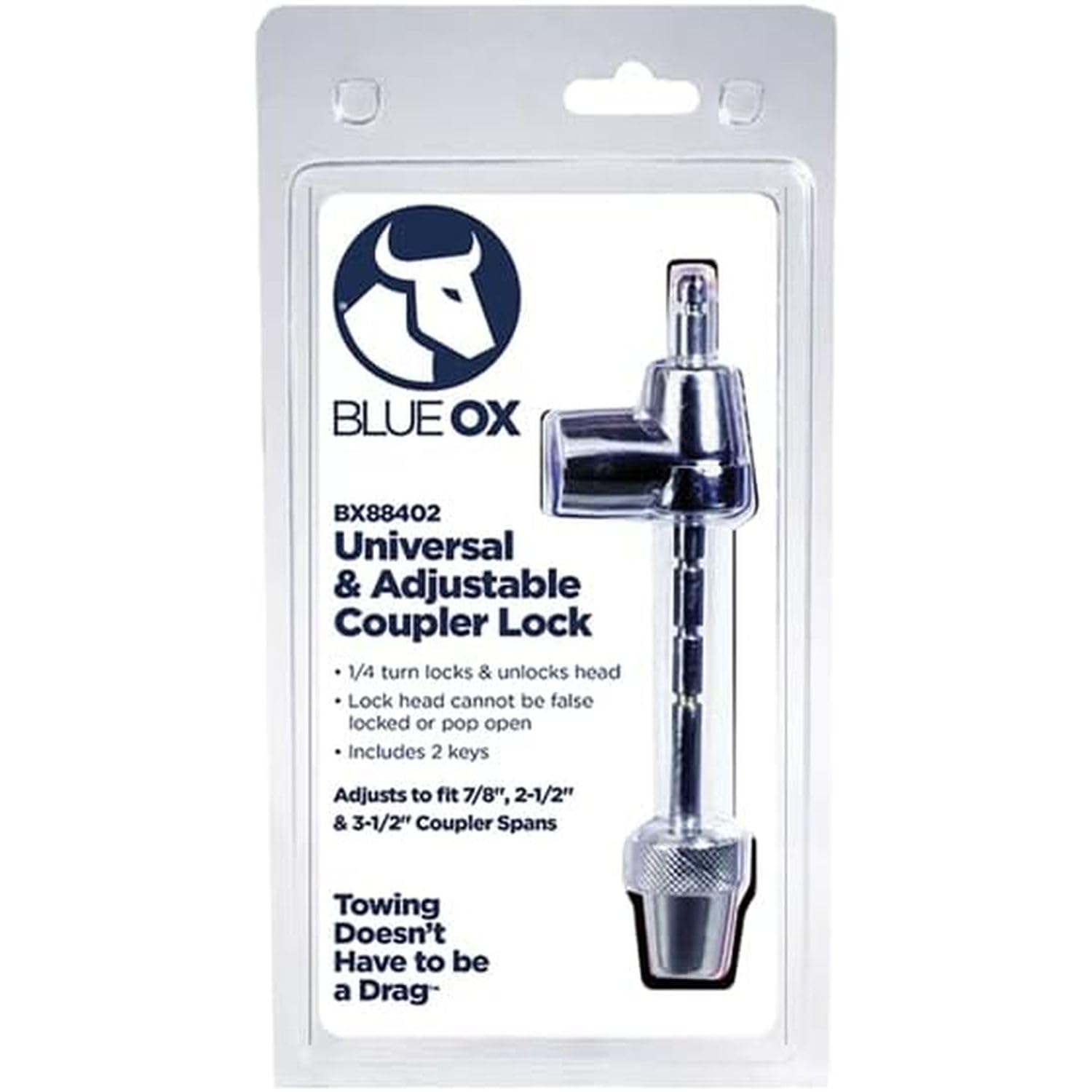 Blue Ox BX88402 Trailer Hitch Coupler Lock