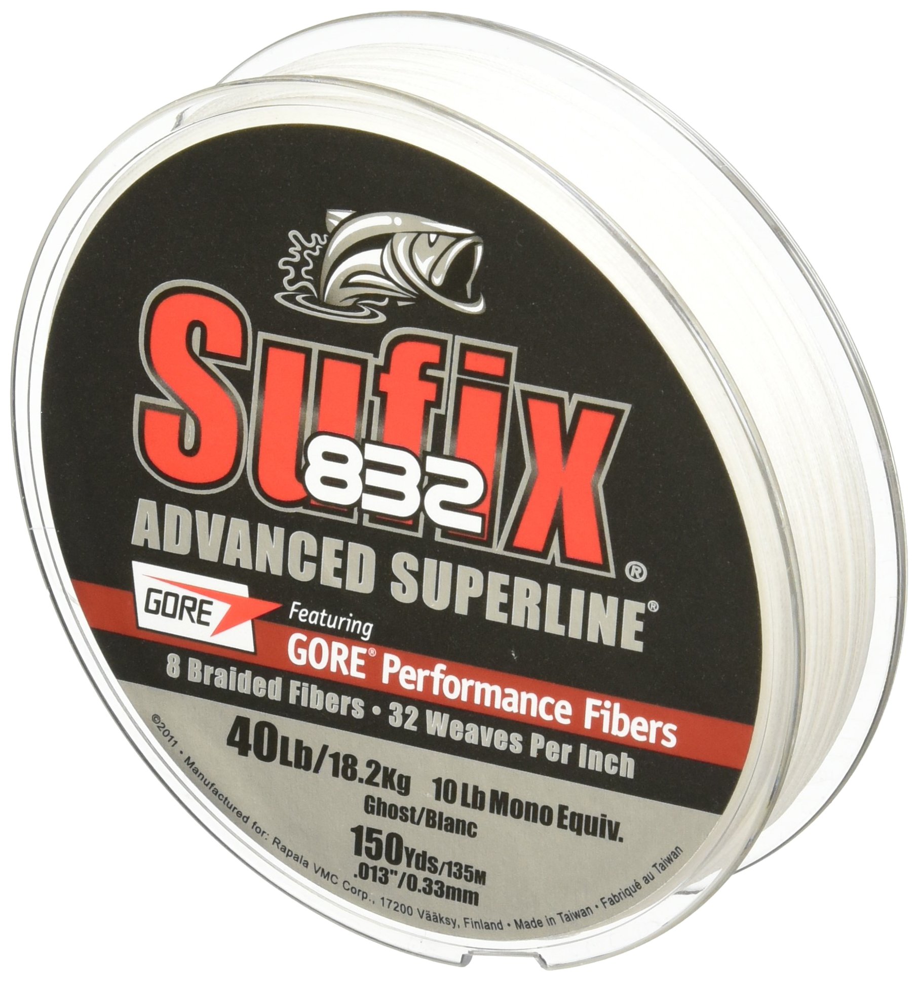 Sufix 660-010GH 832 Braid Fishing Line 10lb Test Ghost 150 Yards