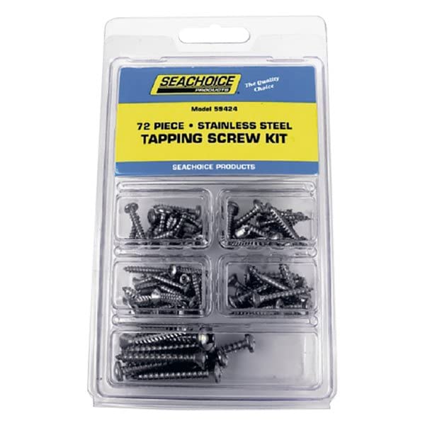 Seachoice KP5575SC Stainless Steel Tapping Screw Assortment (72 Pieces)