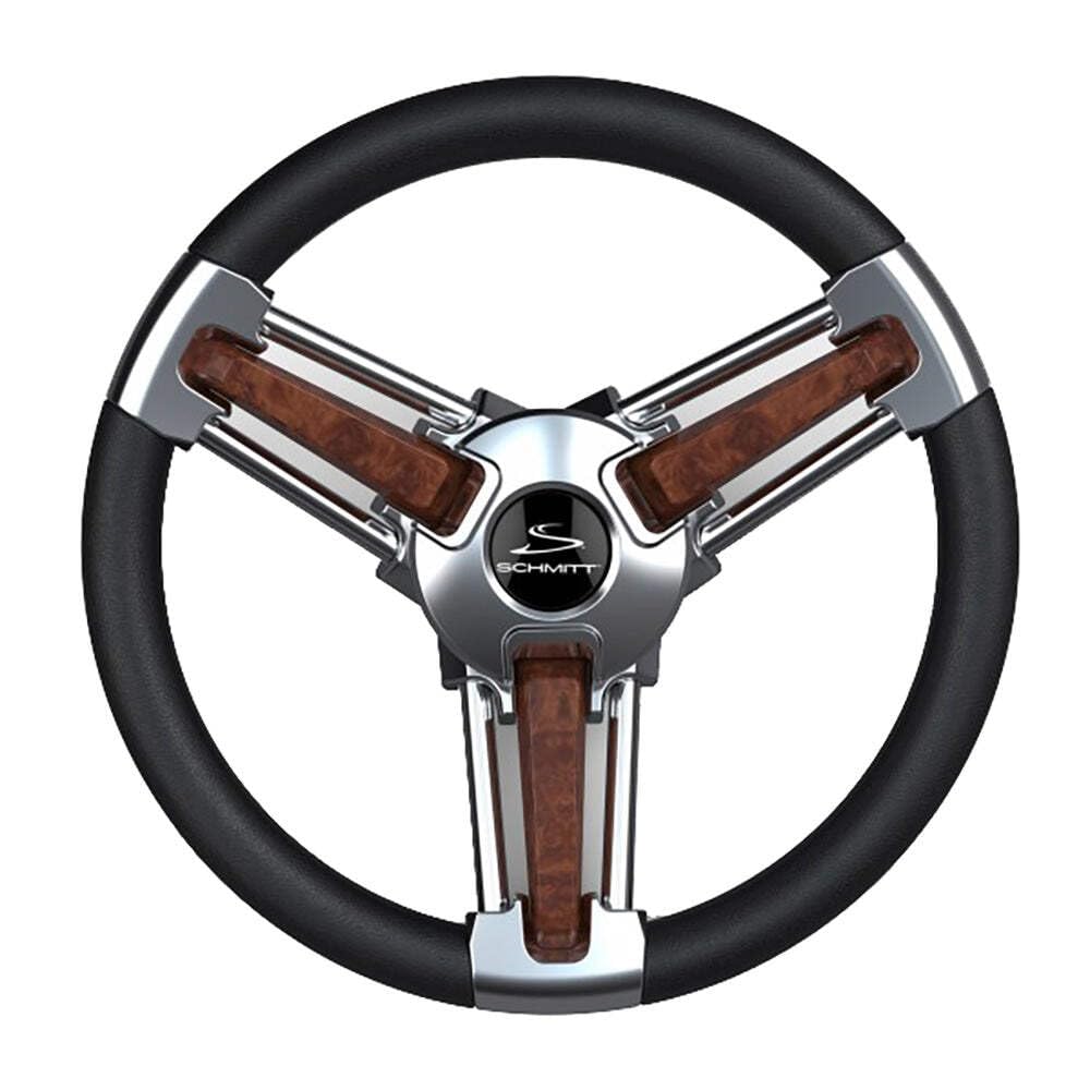 Schmitt Marine Steering Wheels PU105111-04R Burano 14" Burl Polyurethane Steering Wheel 3/4" Tapered Shaft