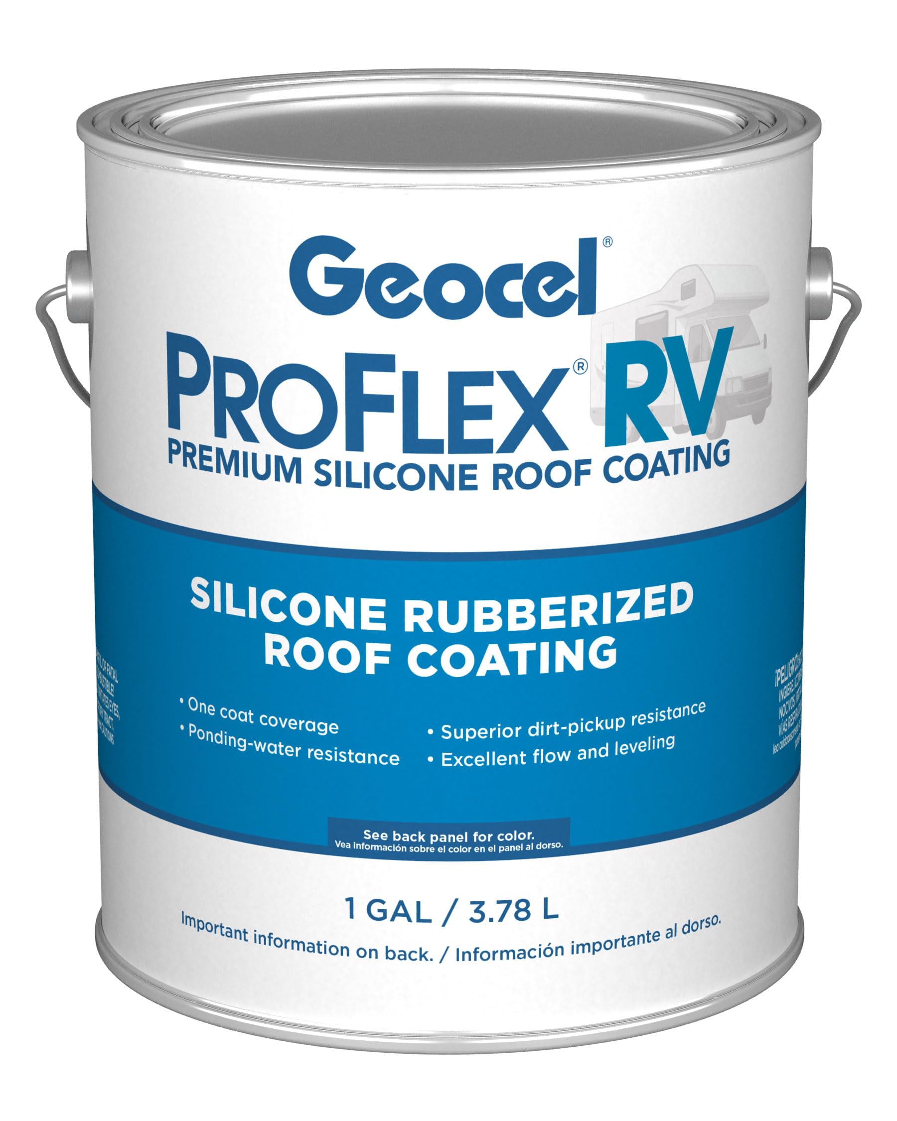 Geocel KSRV44300-16 Pro Flex RV Silicone Roof Coating - White, 1 Gallon
