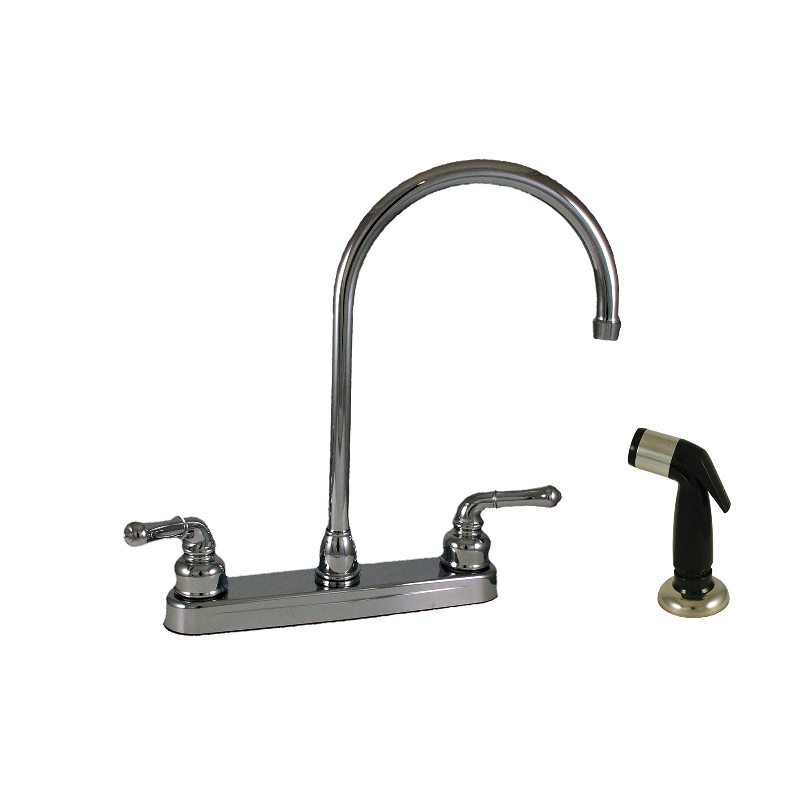 Empire Brass U-YCH801GS RV Kitchen Faucet with Gooseneck Spout, Teapot Handles and Sprayer, 8 Inch, Chrome