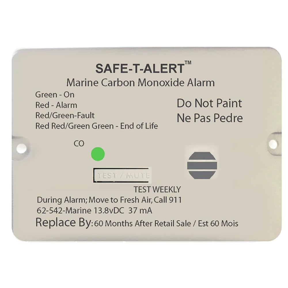 Safe-T-Alert 62-542-MARINE-RLY-NC Carbon Monoxide Alarm 12V with Relay White