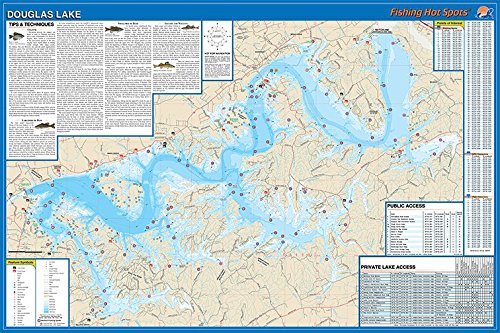 Fishing Hot Spots A404 Douglas Lake Tennessee Waterproof Fishing Map