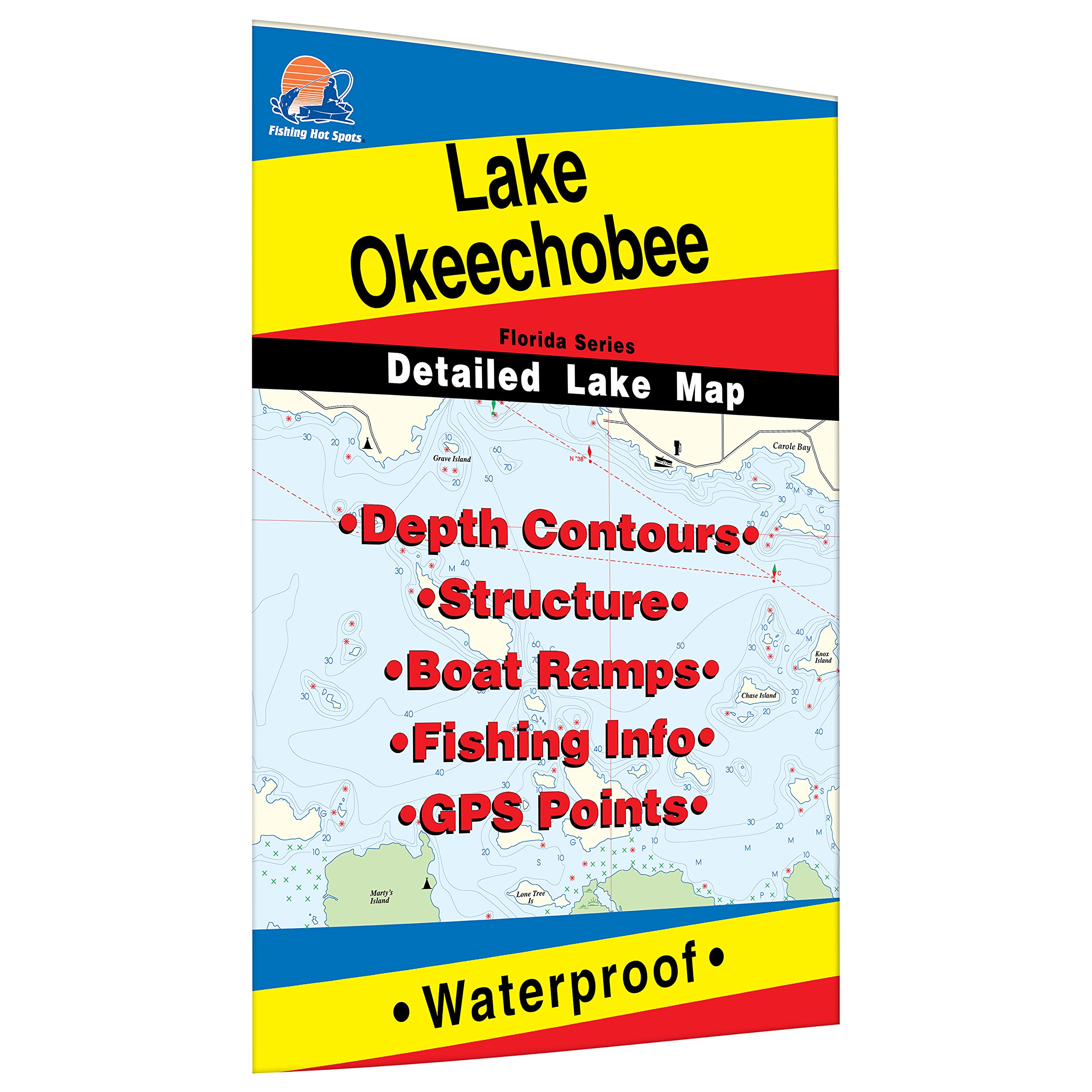 Fishing Hot Spots L255 Lake Okeechobee Florida Waterproof Fishing Map