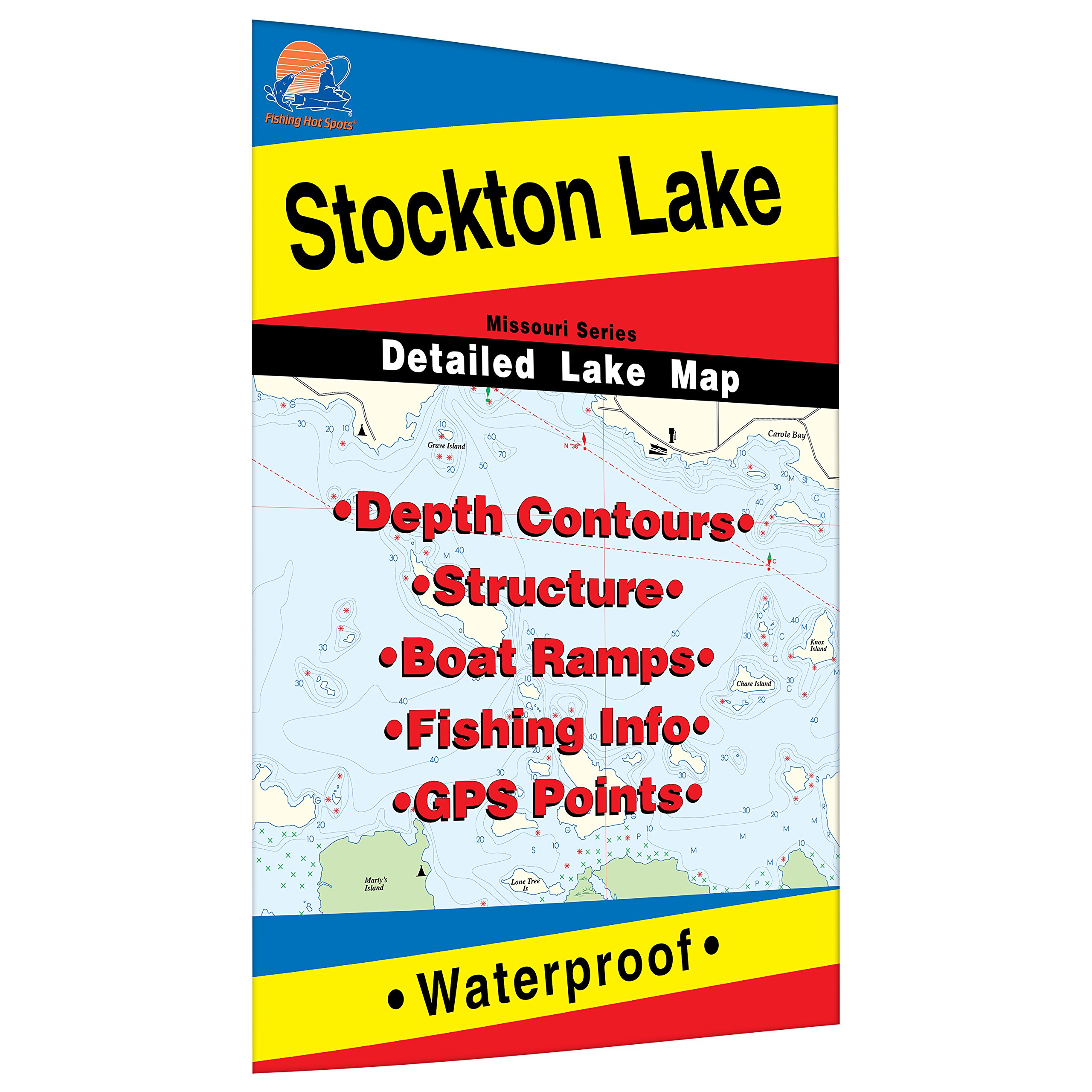 Fishing Hot Spots L162 Stockton Lake Missouri Waterproof Fishing Map