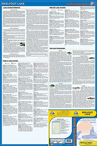 Fishing Hot Spots A409 Reelfoot Lake Tennessee Waterproof Fishing Map