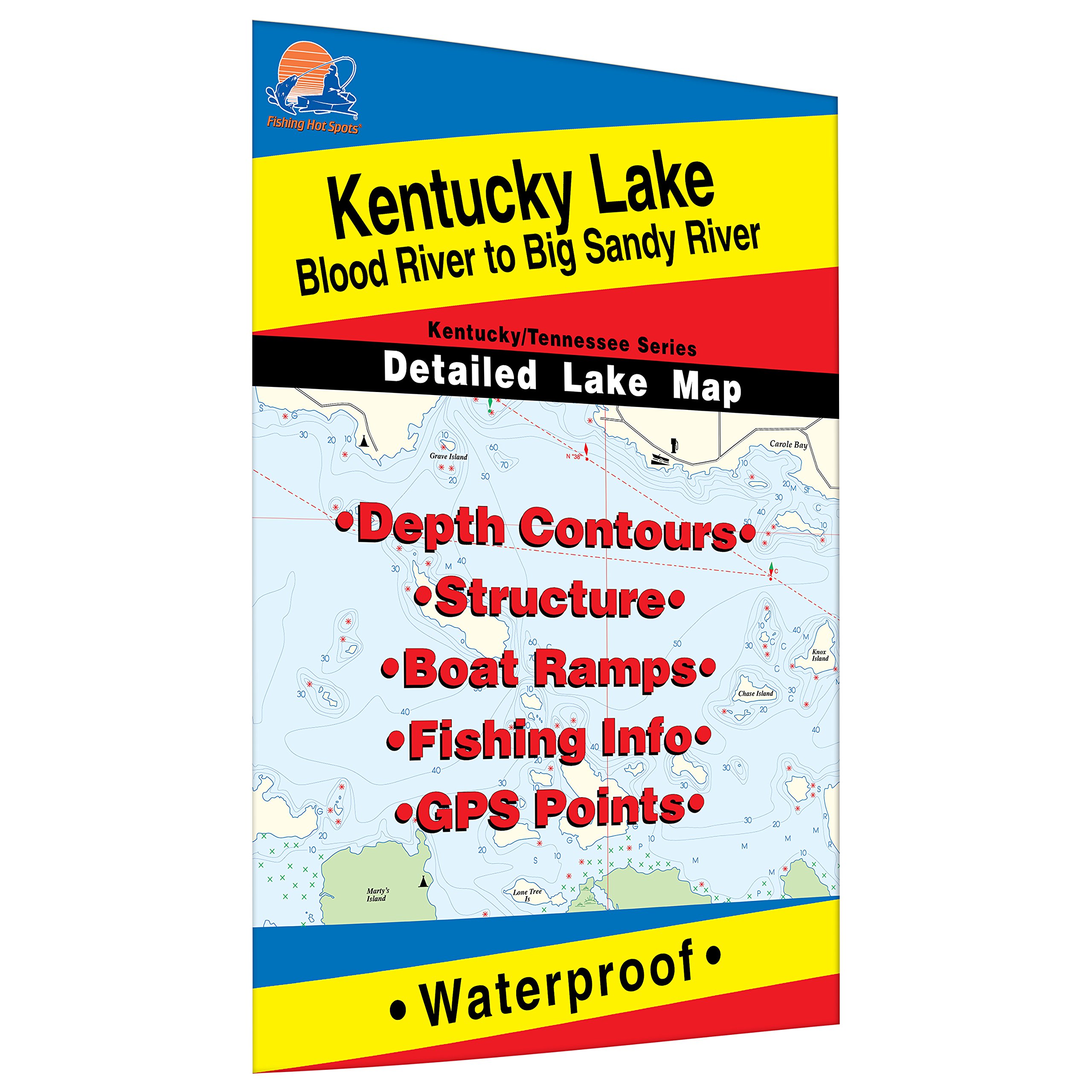 Fishing Hot Spots L121 Kentucky Lake Central Blood River to Big Sandy Fishing Map