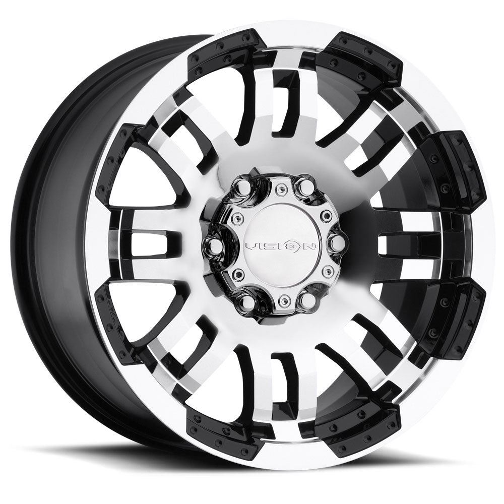 Vision Wheel 375VT6683GBMF0 Warrior Series 16x6 Inch Gloss Black Machined Face Wheel