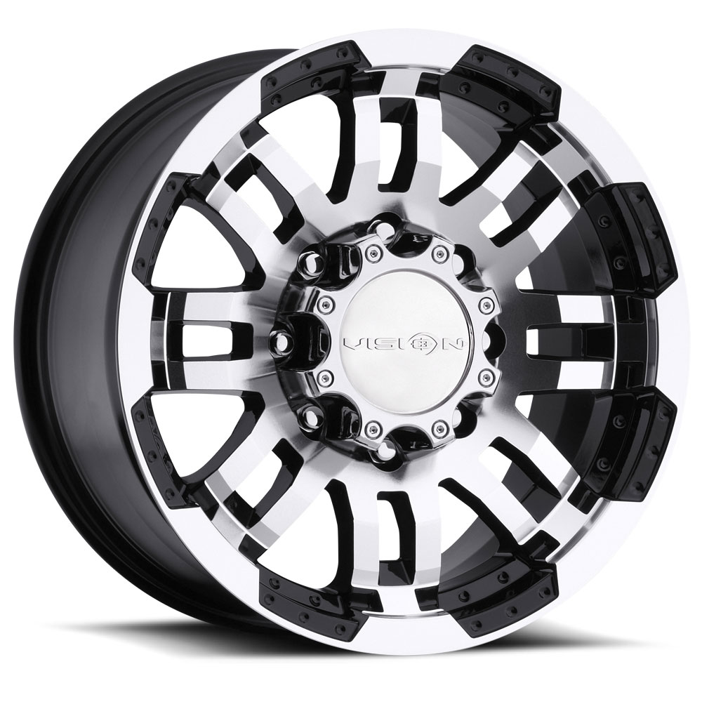 Vision Wheel 375VTH6681GBMF0 Warrior 16x6 Inch 8x6.5 Gloss Black Machined Face Wheel