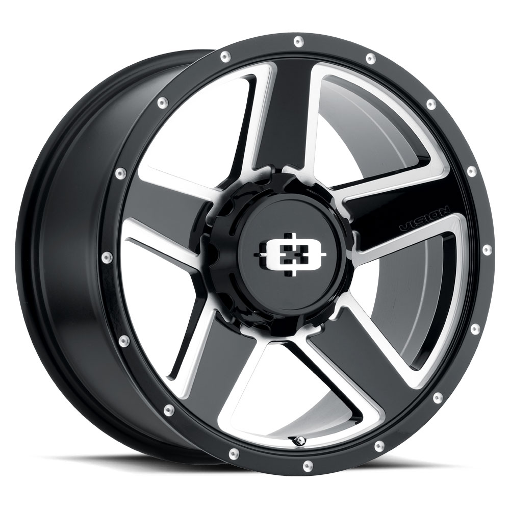 Vision Wheel 390VTA5683GBMS0 Empire 15x6 Inch Gloss Black Milled Spoke Wheel 6x5.5