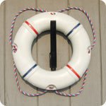 Dock Edge DE58421F Dolphin Ring Buoy 19" White with Red/White/Blue Rope