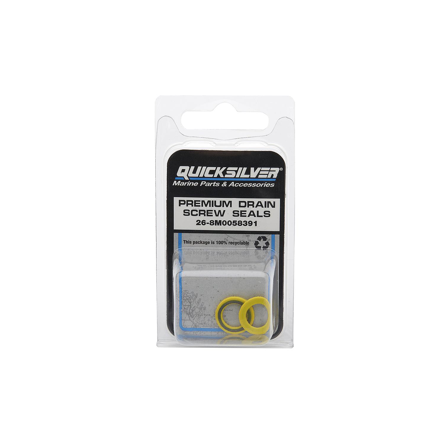 Quicksilver 8M0058391   Gear Case Drain Screw Seal, Mercury Outboards & MerCruiser, Pack of 2