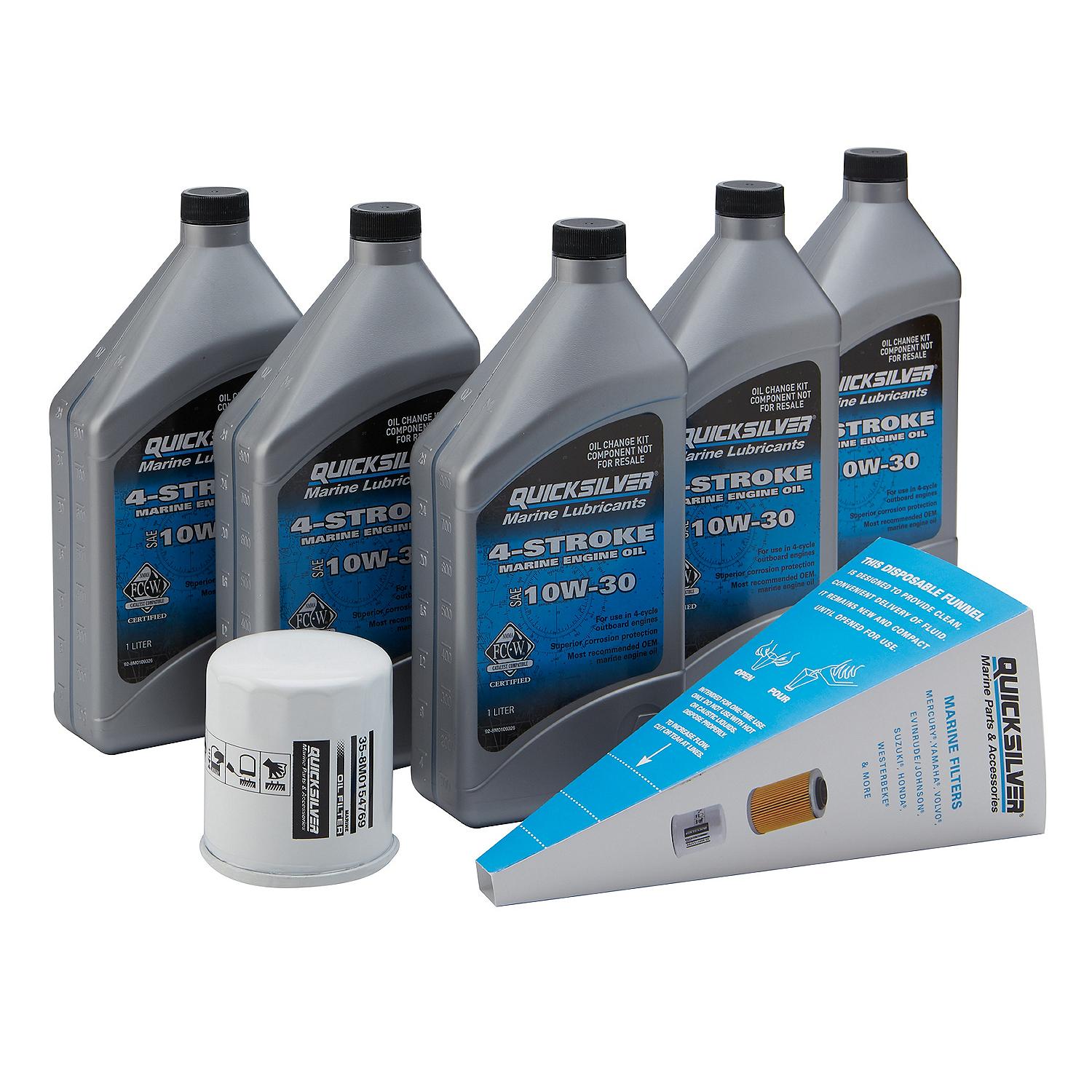 Quicksilver 8M0162419 10W-30 Oil Change Kit for Yamaha F150 4-Stroke Outboards
