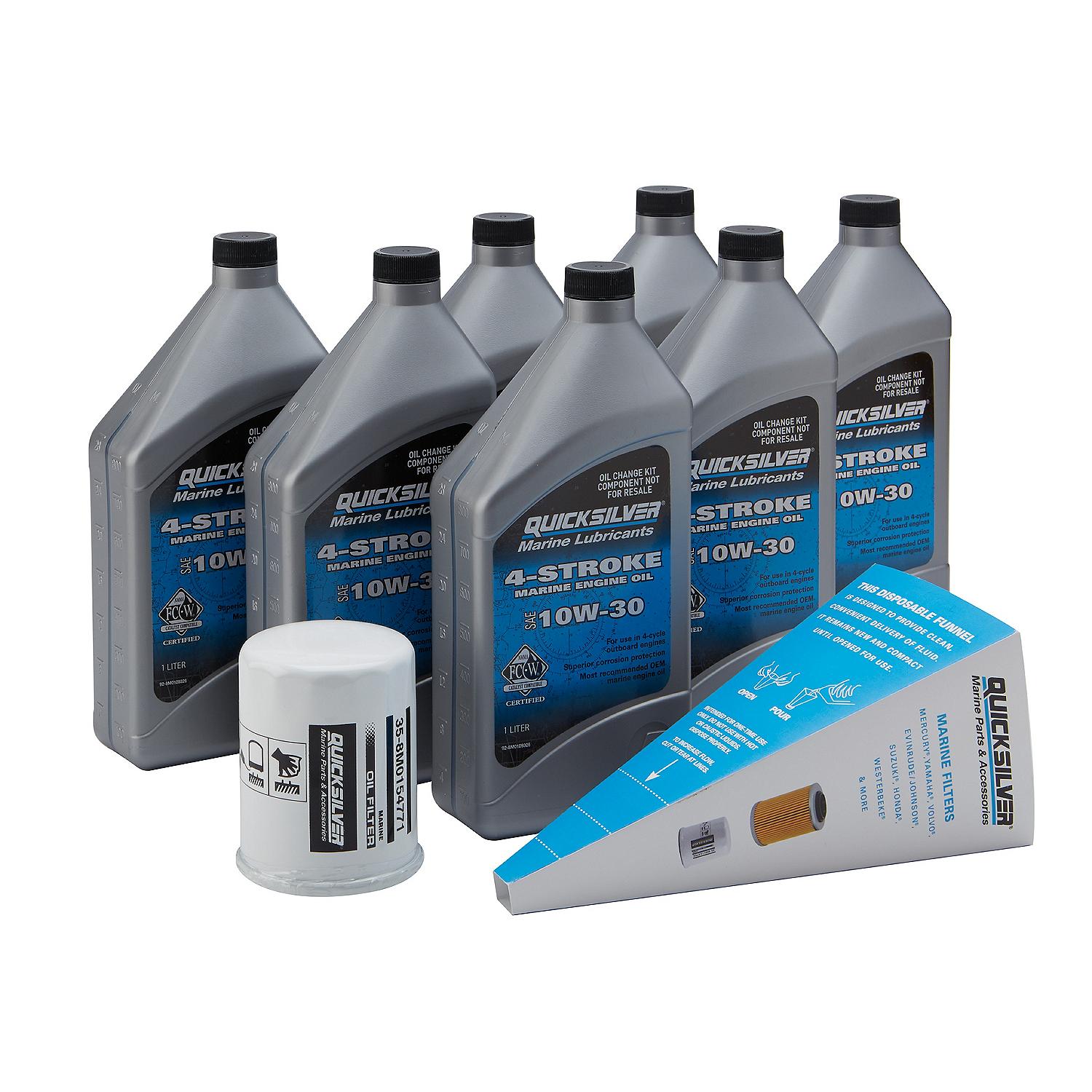 Quicksilver 8M0162423 10W-30 Oil Change Kit for Yamaha F225-F300 4-Stroke Outboards