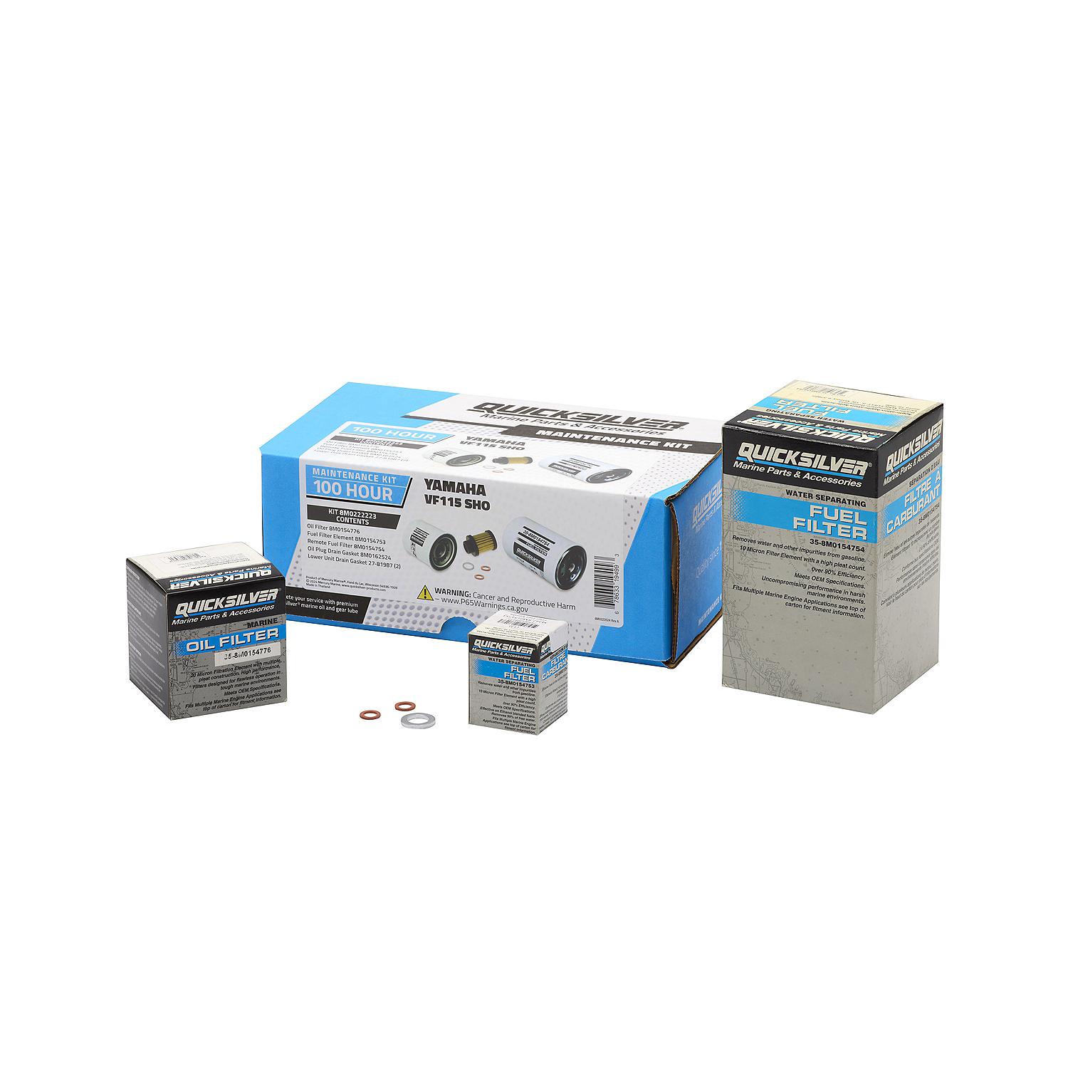 Quicksilver 8M0222223 100 Hour Maintenance Kit for Yamaha VF115 SHO Outboard