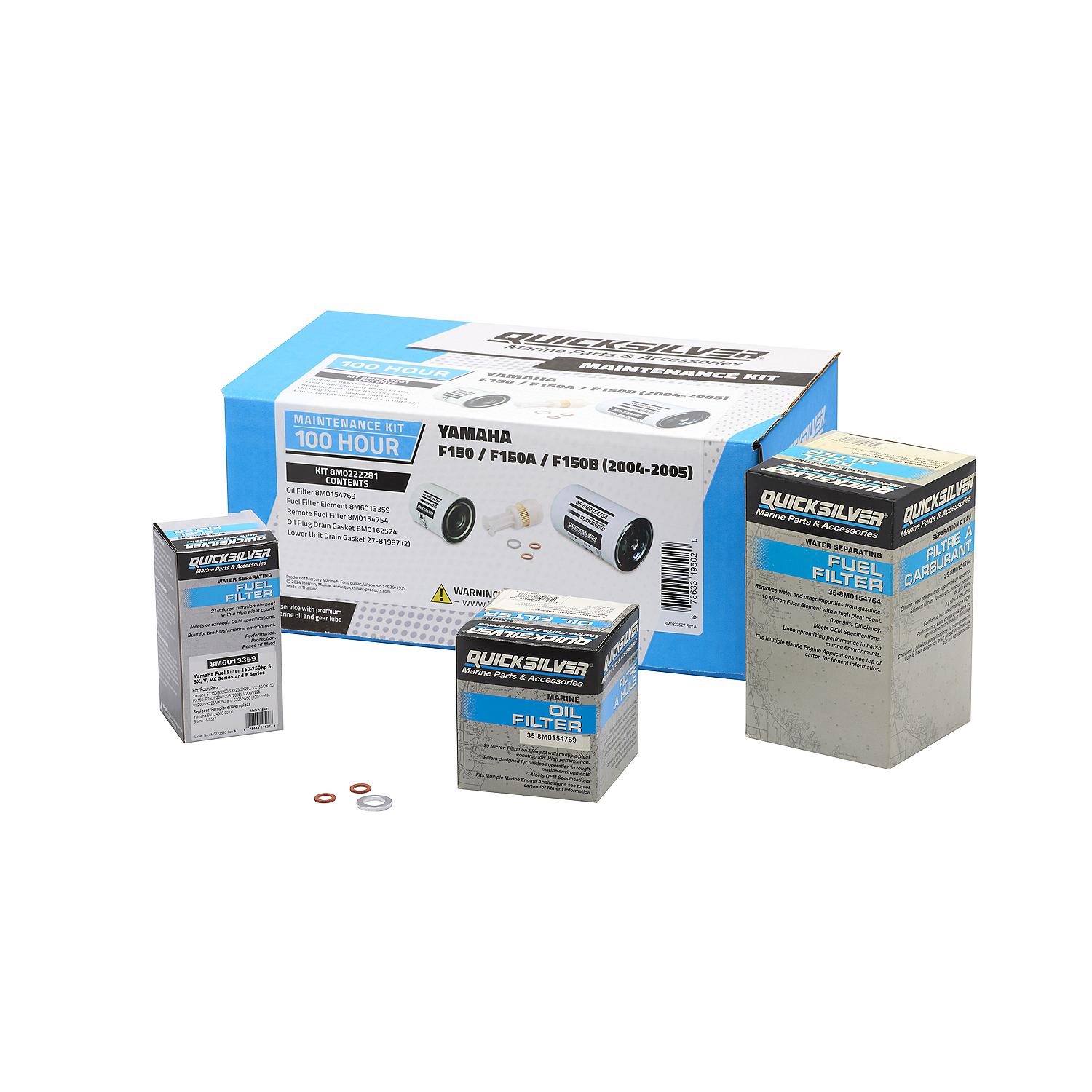 Quicksilver 8M0222281 100 Hour Maintenance Kit for Yamaha F150 Outboard