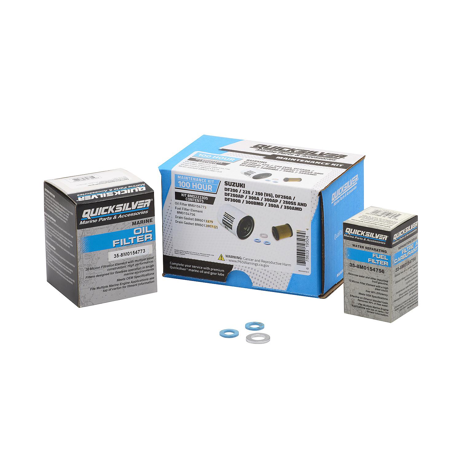 Quicksilver 8M0222305 100 Hour Maintenance Kit for Suzuki 200-350 HP Outboards