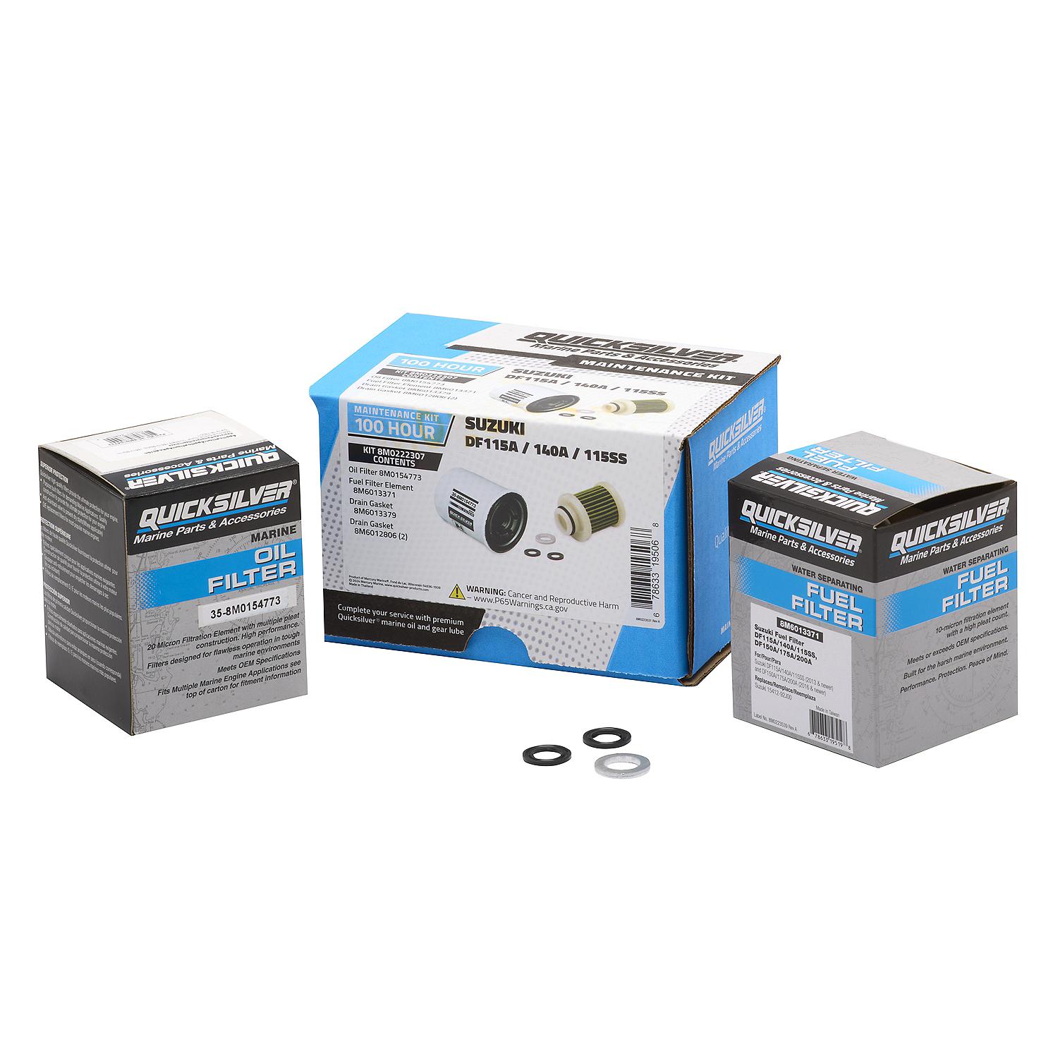 Quicksilver 8M0222307 100 Hour Maintenance Kit for Suzuki DF115A/140A/115SS Outboards