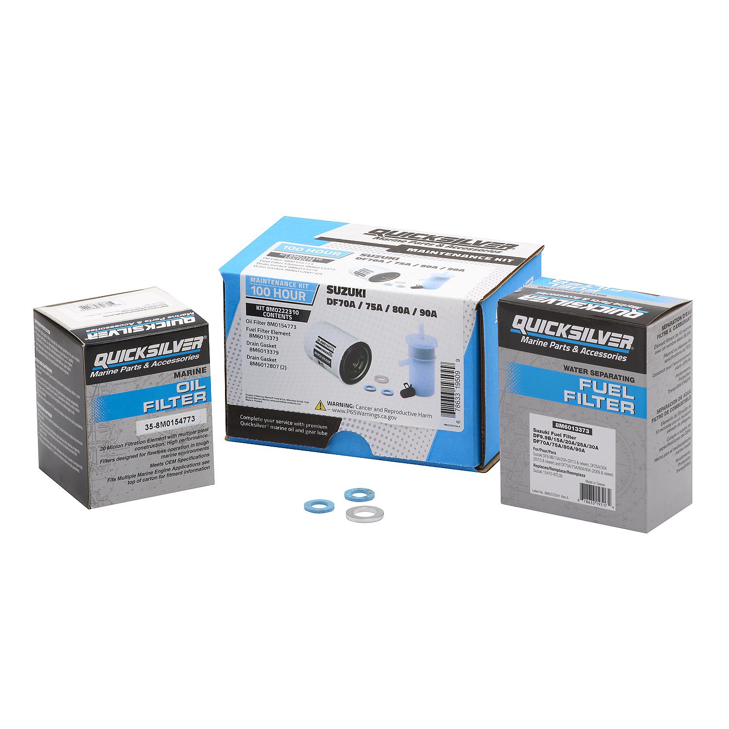 Quicksilver 8M0222310 100 Hour Maintenance Kit for Suzuki DF70A/DF75A/DF80A/DF90A Outboards