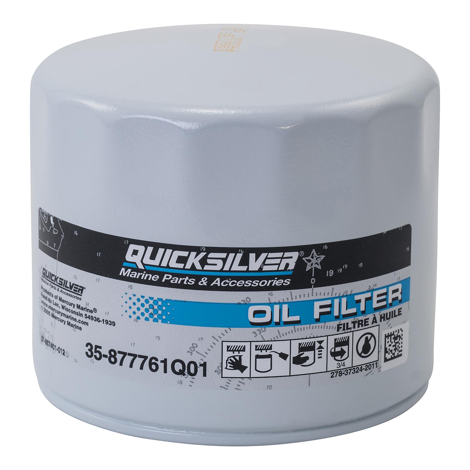 Quicksilver 877761Q01 Oil Filter for Mercury Mariner 75-115hp 150hp EFI 4-Stroke Outboards