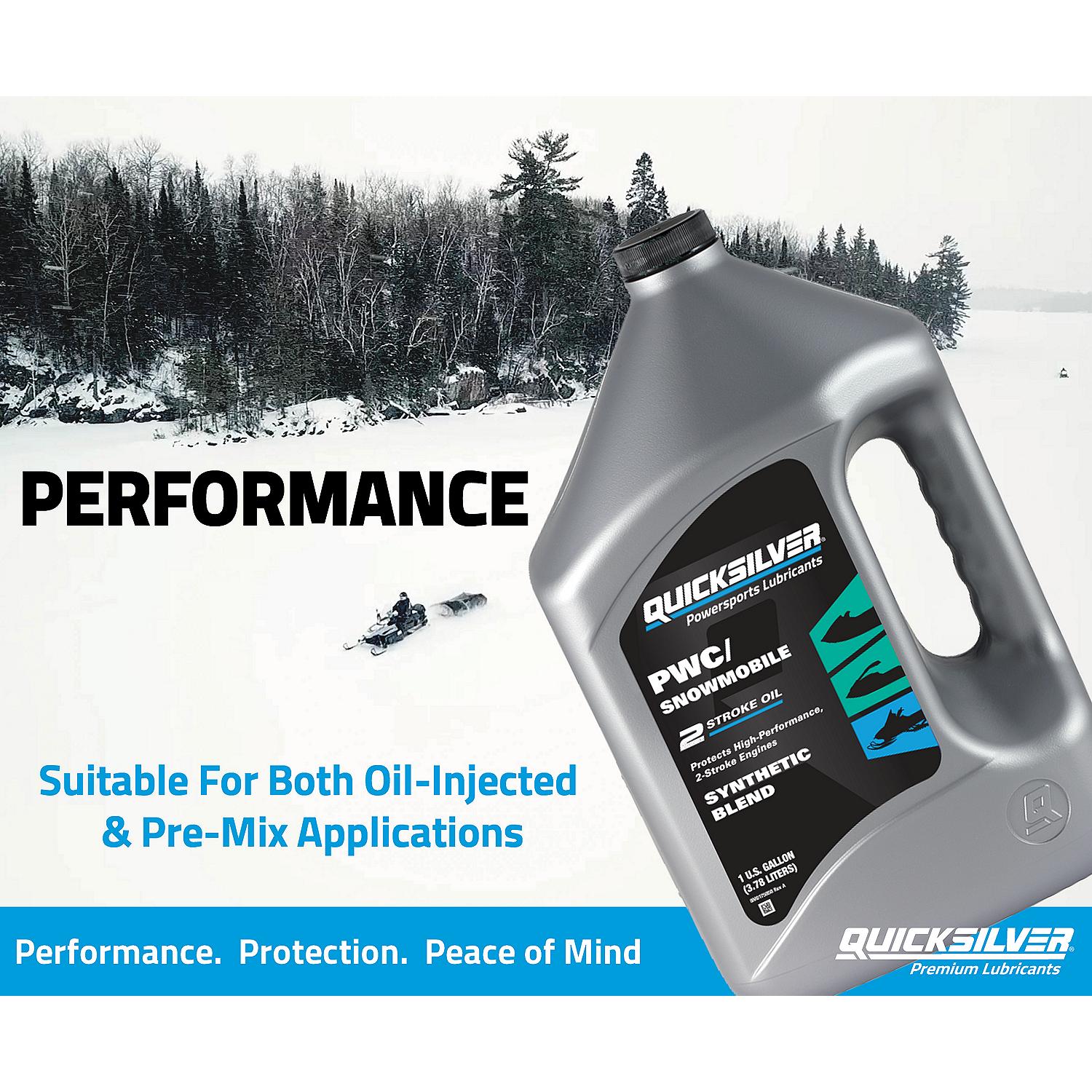 Quicksilver 8M0166406   2-Stroke PWC/Snowmobile Engine Oil, Premium Synthetic Blend, 1 Qt.
