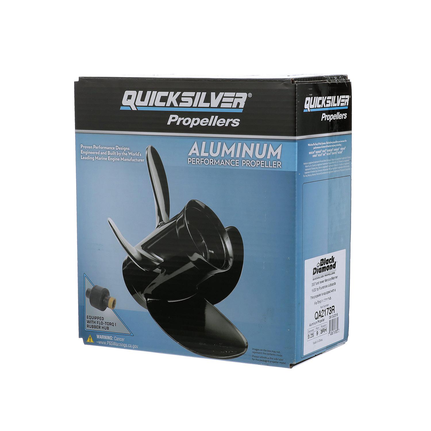 Quicksilver QA2173R Black Diamond 3-Blade Aluminum Propeller 9.25" x 9" RH