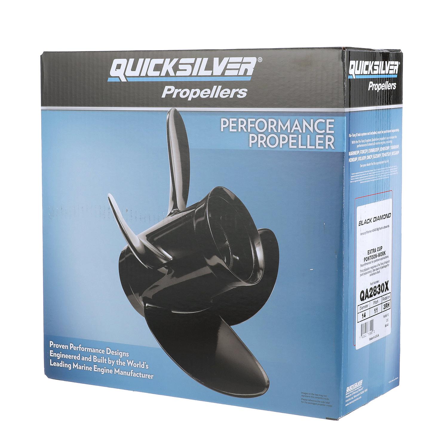 Quicksilver QA2830X Black Diamond 3-Blade Aluminum Propeller 14x11 RH