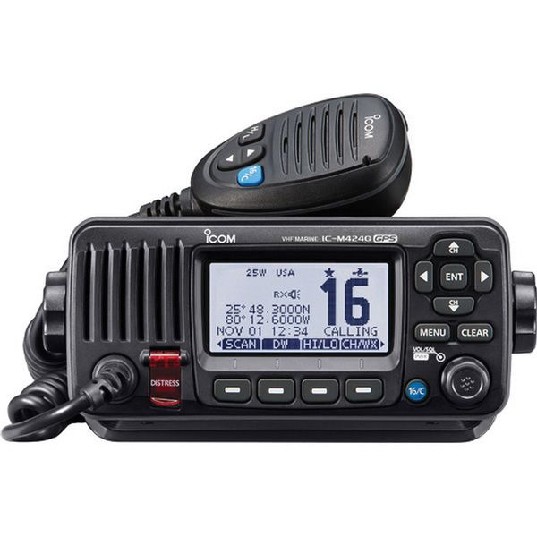 Icom M424GBLACK VHF Marine Transceiver with Built-in GPS and Class D DSC