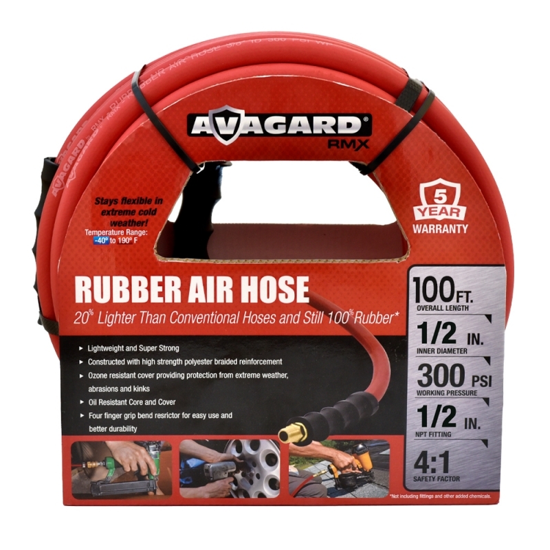 Avagard AVG12100 Rubber Air Hose Assembly 1/2" x 100'