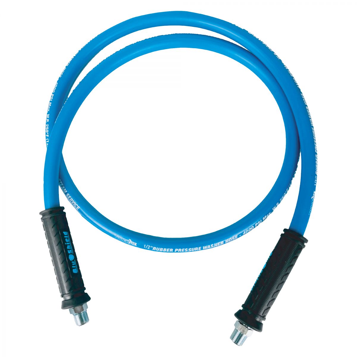 Blushield TTPW1203-NM Tough-Tek Rubber Pressure Washing Hose 1/2" x 3' Blue