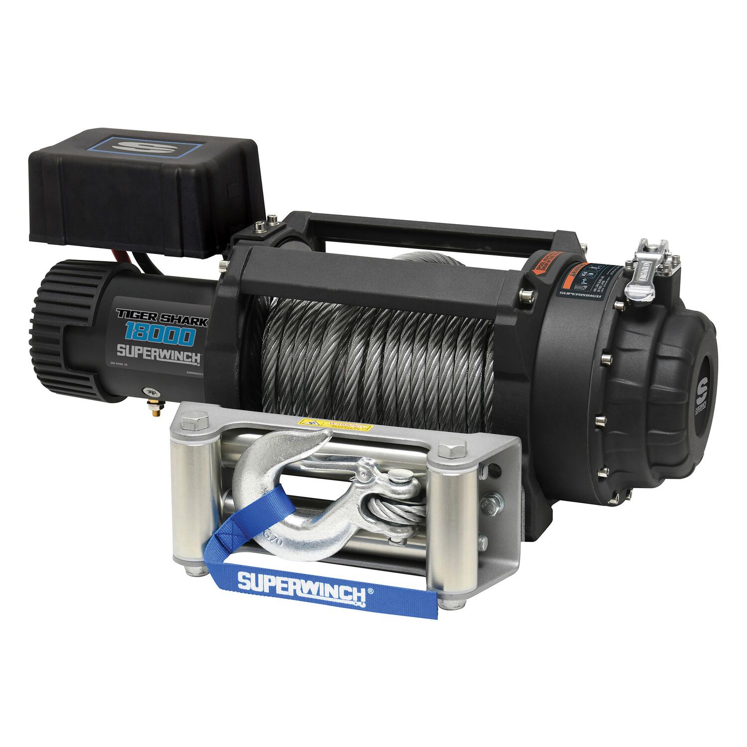 Superwinch 1518000 Tiger Shark 18000 lb 12V Electric Winch with Wire Rope