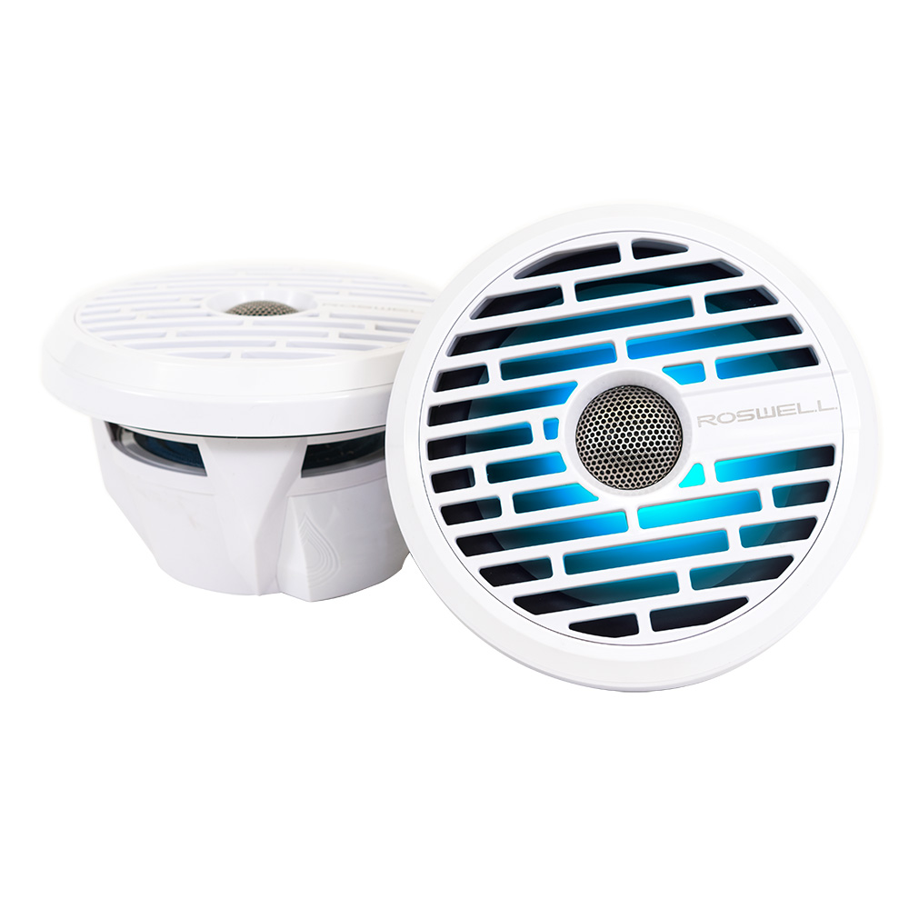 Roswell Marine C920-21140 R1 7.7" Coaxial Marine Speakers White RGB LED 90W RMS Pair