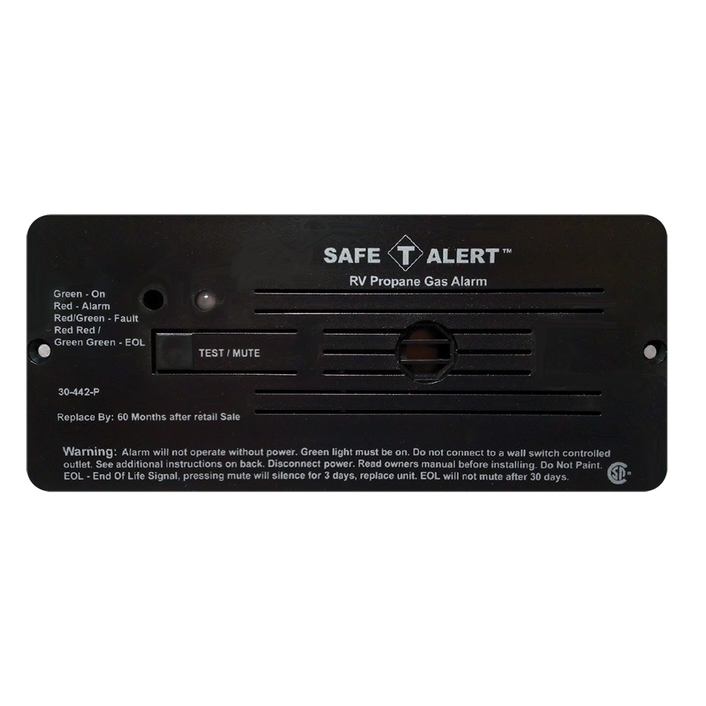 Safe-T-Alert 30-442-P-BL 12V RV Propane Gas Alarm Black Flush Mount