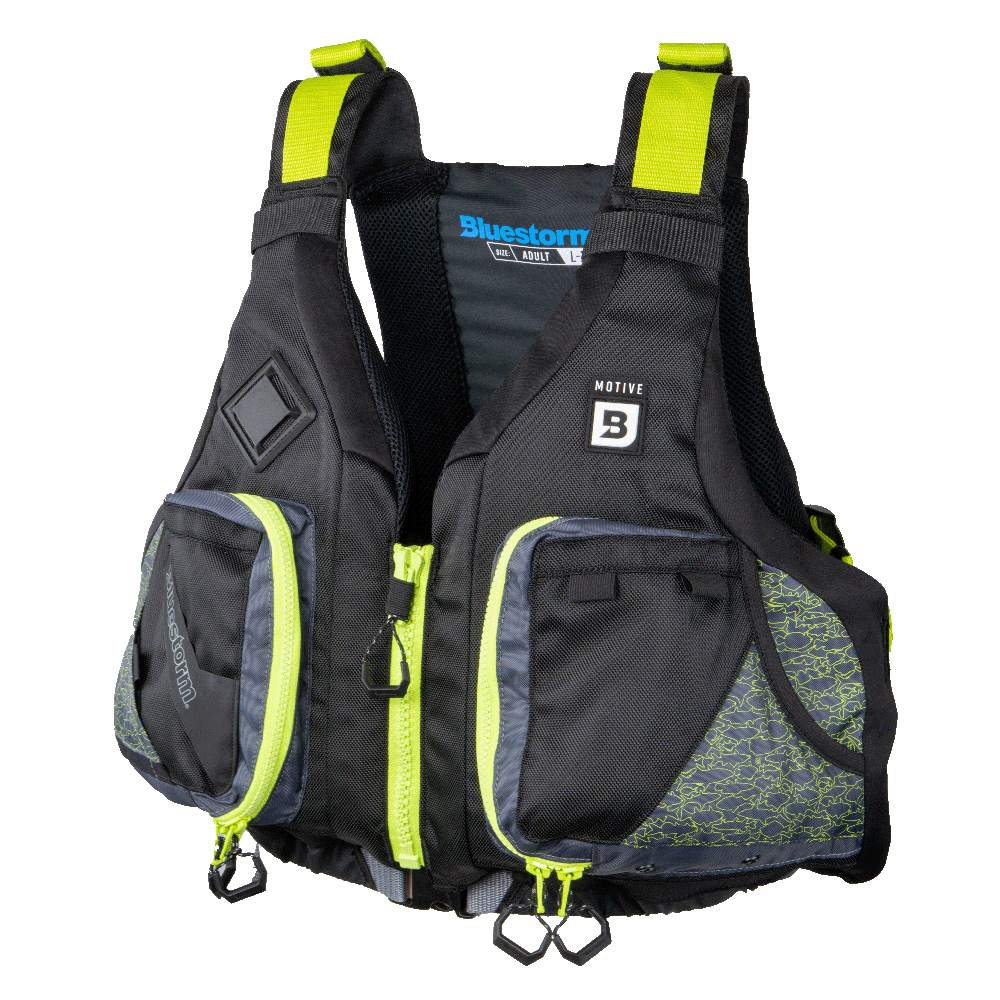 Bluestorm BS-248-HVS-L/XL Motive Kayak Fishing PFD Life Vest Hi-Vis L/XL