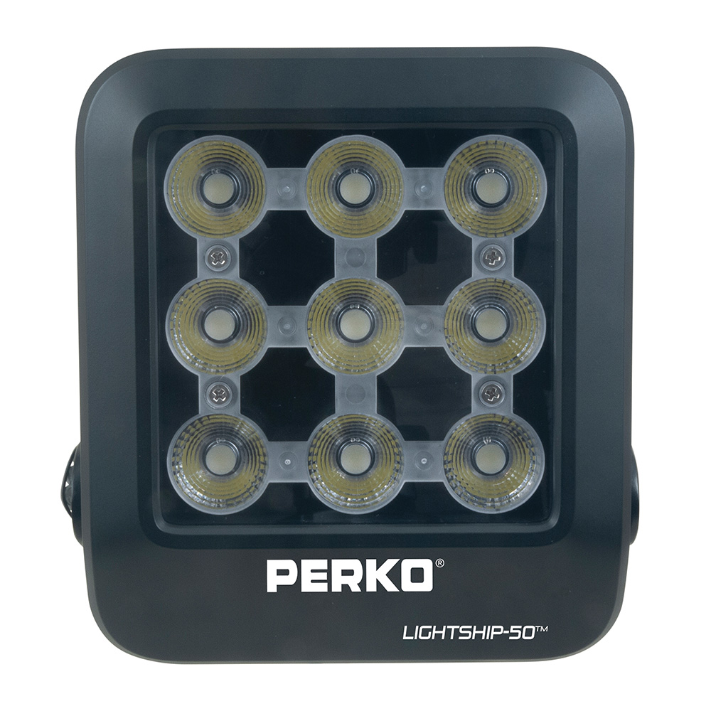 Perko 1643050F0B Lightship 50 High Performance LED Floodlight - 7,500 Lumens, Black