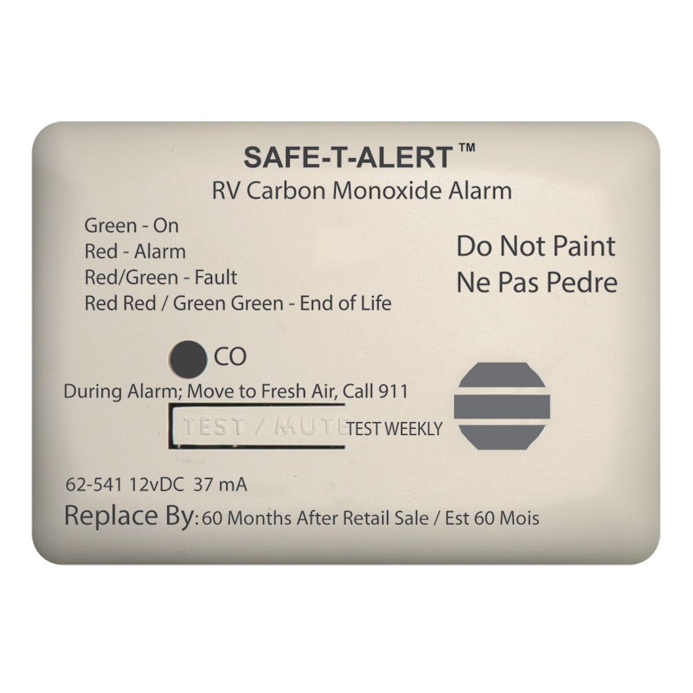 Safe-T-Alert 62-541-WT Carbon Monoxide Alarm 12V RV Surface Mount White